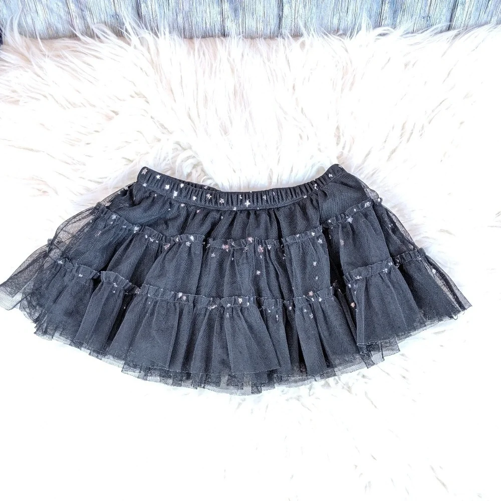 Target Black Halloween Ruffle Tutu Skirt with Stars Girls XS 4/5